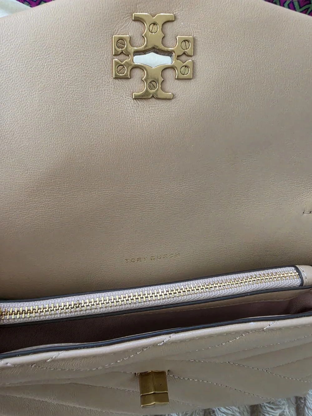 Tory Burch Chevron Quilted Crossbody in Blush